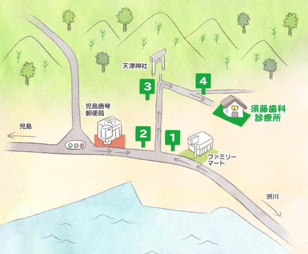 須藤歯科診療所周辺のイラスト地図